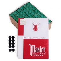 Master Chalk Master Billiard 당구 큐 초크 프리미엄 품질 - 1 총 - 144 피스 - 미국 제조 + 당구 테이블 스팟 10 개 (그린), Forest