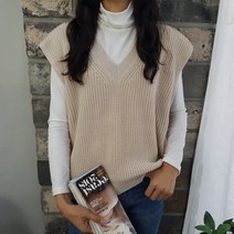 상상그이상 여성용 국내제작 하찌 브이넥 조끼 파스텔 5컬러 군살커버 캡소매 루즈핏 니트조끼 가성비 좋은 가볍고 따뜻한 바람막이 레이어드 베스트 활용도 높은 사계절 데일리템