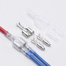 10/20/50sets 4.0mm 황동 남성 여성 총알 압착 단자 더블 와이어 커넥터 1 : 2 투명 외장 구색 키트, 50Set(Silver)