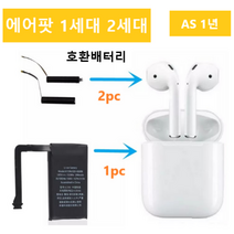 해외 에어팟 1세대 2세대 호환 배터리 AIRPODS 1 2 Battery A1604 A1523 A1722 A2032 A2031, 블랙, 이어폰배터리 2개 한쌍