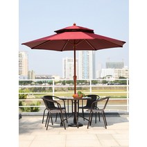 야외 우산 안뜰 대형 접는 타프 편의점 카페 테이블과 의자 파라솔 세트, 7 솔라 싱글 탑 램프 비드 중앙 기둥 우산 2.7 미
