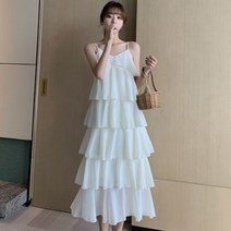 봄 원피스 백화점 5단 캉캉 끈나시 여성 롱원피스