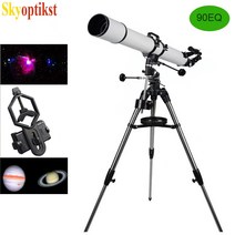천체 망원경 입문 90/900mm 90EQ 굴절 천체 망원경 적도 마운트 별 행성 달 토성 목성 우주 사진, 한개옵션0