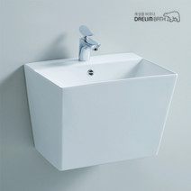CL-370/대림바스/평면붙임세면기/반다리세면기/일체형세면기/욕실세면대, 자동, S자트랩 (바닥배수), 추가안함
