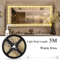 LED 메이크업 화장대 거울 줄조명 usb 5v led 메이크업 미러 라이트 터치 메이크업 램프 led 화장대 조명 1m 2m 3m 4m 5m 방수 화장대 벽 램프, 따뜻한 흰색 5m, 2년 보증