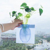 벽에 붙이는 접착식 실리콘 꽃병 화병 무타공 인테리어율s토어, 3벽부착화분-핑크