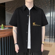남자티셔츠 반팔셔츠 남성여름 얇은타입 미남 반소매 셔츠 패션캐주얼 루즈핏 시크한스타일 화이트색 자켓