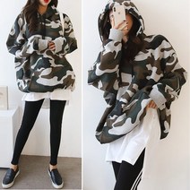 러브포텐[기모] 밀리터리 후드티셔츠 오버핏 남여공용 커플룩 박시핏 후드 기모 빅사이즈 여성 후드티 [달콤디저트포함]