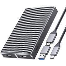 오리코 M.2 NVMe C타입 USB 3.2 Gen2 외장 SSD 알루미늄 케이스 방열판 BM2C3, 2Bay NVMe+NVMe
