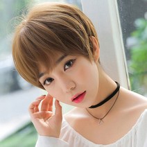 스타일 숏컷 가발 짧은 컷트 통가발 보브컷 여자 커트 머리 전체 티안나는, 블랙