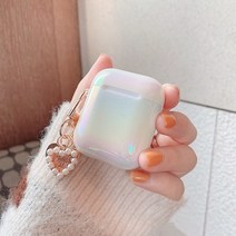 감각적인 에어팟케이스 실리콘 가죽 빈티지 명품 3d love 진주 쉘 키 체인 water drop rainbow hard 헤드폰 이어폰 케이스 for apple airpods, 에어팟 1 2용
