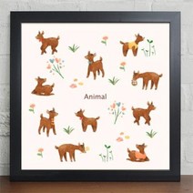 iw374-애니멀패턴 큰동물 인테리어액자 블랙/3타입-사슴