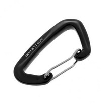 D 모양 암벽 등반 Carabiner 검정을 잠그는 3x28KN 철사 문 봄 클립, 7075 항공 알루미늄, 블랙