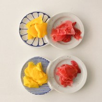 일본풍 간장 소스 도자기 2구 찬기 종지, 꽃
