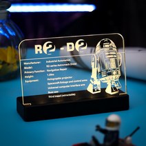 레고 호환 히어로 마블 초등학생 선물용 블록 75308 스타 R2-D2 로봇 아크릴 LED 디스플레이 명판, [01] 75308 Namplate