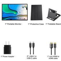 커브드 보조 노트북 듀얼 모니터 16 인치 2.5K 144Hz 휴대용 2560*1600 1610 100% sRGB 480Cd/m 디스플레이 게임 화면 Mac 전화 Xbox PS4/, With case stand_JP 플러그