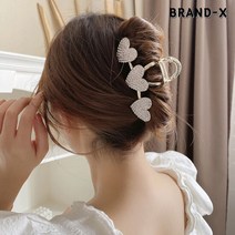 [브랜드엑스] 러블리 하트 큐빅 장식 메탈 집게핀
