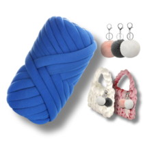 자이언트얀 1kg+키링1개 망고실 루피실 핑거니팅 핸드니팅, 로얄블루+퍼키링1개