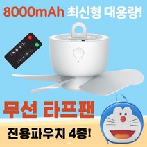 무선 타프팬 8000mAh 대용량 캠핑 천장형 선풍기 USB충전 전용파우치 특급배송, 고급형+파우치(레드,그레이 택1)