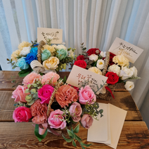 헬렌플레르 비누꽃바구니 돈 꽃바구니, 우리꽃길만걸어요, 레드화이트