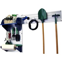 벽 제어 페그보드 정원 용품 보관 및 정리 툴 키트금속 빨간색 액세서리 포함, [27] 실버 메탈릭 페그보드 블루 액세서리