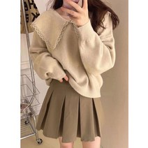 리본크림 스웨터니트