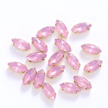 7x15mm 말 눈 오팔 크리스탈 녹색 수지는 금 발톱으로 모조 다이아몬드에 바느질 돌, 핑크 오팔, 7x15mm-50pcs