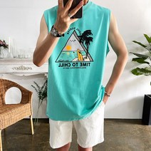웨일즈 오버핏 야자수 바캉스 서핑 박스 나시 티셔츠_(3 Colors)