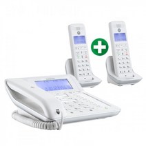 모토로라 유무무선 전화기 C7201A 1대+증설용1대 화이트블랙발신자표시녹음통화녹취자동응답기능, 블랙+화이트