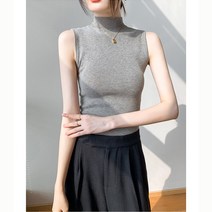 반폴라 민소매 여 이른 봄 슬림 레깅스 니트 블랙 정장 이너 니트