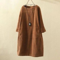 여성 코듀로이 원피스 셔츠 누빔 본딩 여행용 터틀넥 원피스 4XL