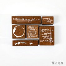 수집가 노트 영어 시집 나무 장착 고무 스탬프 세트 카드 제작 DIY 공예 스크랩북 저널 플래너 6 개, 03 3