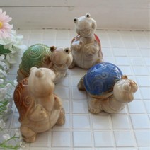 전통찻집 음식점 재물운 거북이인형4P 소품 조각품 거북이장식품