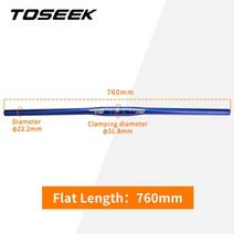 카본핸들바 핸들바 카본 자전거 일체형 TOSEEK WCS 황갈색 탄소 섬유 MTB 스템 318mm 바 부품 580mm 760mm, Falt760mm
