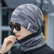 스피소 느리게걷기 남성 울 벨벳 융 넥워머 털 모자 남성 니트 스키 비니 남자 겨울 보온 방한