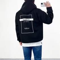 엠클로 남자 오버핏 네오프렌 스톡홀름 레터링 프린팅 후드 맨투맨 티셔츠 4컬러