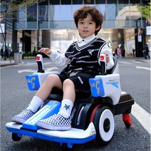 어린이 체어 전동차 제자리 회전 실내 전동카, 블루