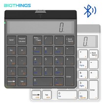 한손키보드 커스텀 bluetooth keyboard numpad 숫자 키패드 2 in 1 무선 전자 계산기 12 자리 lcd display for thinkpad windows, 옥 흰색
