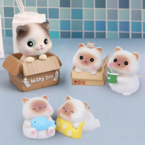 행운이네 차량악세사리 자동차꾸미기 차량인테리어소품 대뷔보드장식 고양이인형, 세트