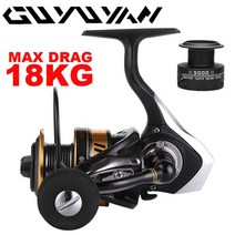 2021 새로운 최대 드래그 파워 18KG 낚시 릴 탄소 와셔 낚시 스피닝 릴 스피닝 베이트 캐스팅 릴 잉어 낚시 루어 릴, 더블 스풀, 6000 시리즈