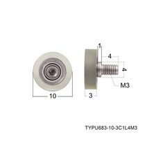 벨트풀리 타이밍벨트 폴리우레탄 롤러 TYPU683 * 10*3mm 플랫 타입 ID3 OD10 TPU 1pcs 투명 휠 풀리 304, 02 TYPU683-10-3C1L4M3