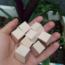 DIY 제작용 가로세로 2cm 나무토막 큐브 월넛 느티나무 조각 퍼즐 목재 정육면체 5개 묶음 (미채색), 느티나무 5개