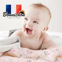 프랑스 보니숑 무형광 아기담요 타이블랭킷 끈이있는 라지사이즈 신생아 출산 준비물 아기 용품 낮잠이불 유모차 카시트, 타이블랭킷(라지)-베어크림(무형광)