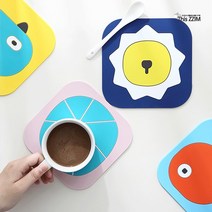 [이거찜] 유리 머그컵 홀더 일러스트 실리콘 컵받침, 일러스트컵받침 옐로우