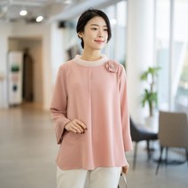 모슬린 엄마옷 노방 터틀 브로치 7부 블라우스 EBL301039 마담 미시옷 중년여성의류 빅사이즈 50대 60대여성옷