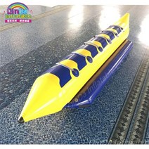 바나나시소 에어바운스 물 재미 게임 단일 튜브 풍선 부동 장난감 바나나 보트 판매, 4 seats+딥 블루