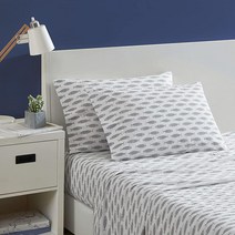 노티카 Nautica - 트윈 XL 시트 면 퍼케일 침구 세트 해안 홈 데코 기숙사 방 필수품 (우드블록 피쉬 그레이 XL)