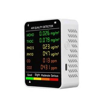포름알데히드측정기 감지기 테스터 모니터 air quality detector 6 in 1 pm2.5 pm10 hcho tvoc co co2 meter co 이산화탄소 lcd, 유형 1 흰색