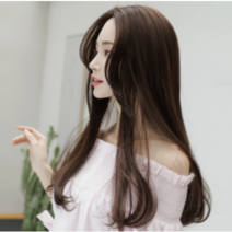 여성 롱 웨이브 C컬펌 가발 초코브라운 - 연예인 인싸 붙임머리 위그 로맨틱 물결펌 긴머리 통가발 초코 내츄럴 갈색