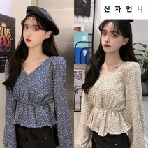 신자언니 도트허리조절 여성 블라우스 봄 가을블라우스 여성오피스룩 셔츠블라우스